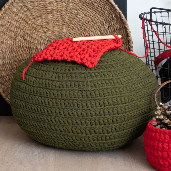 Zpagetti Poef Olijf Brei- en Haakpakket Hoooked Zpagetti Poef Olijf Brei- en Haakpakket Hoooked