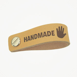 Leren label Handmade met schroef