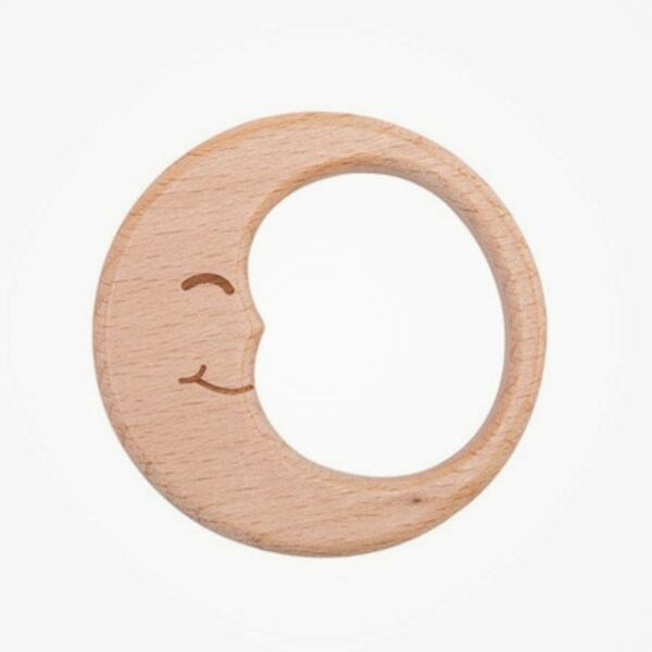 Houten bijtring Maan deco 60 mm