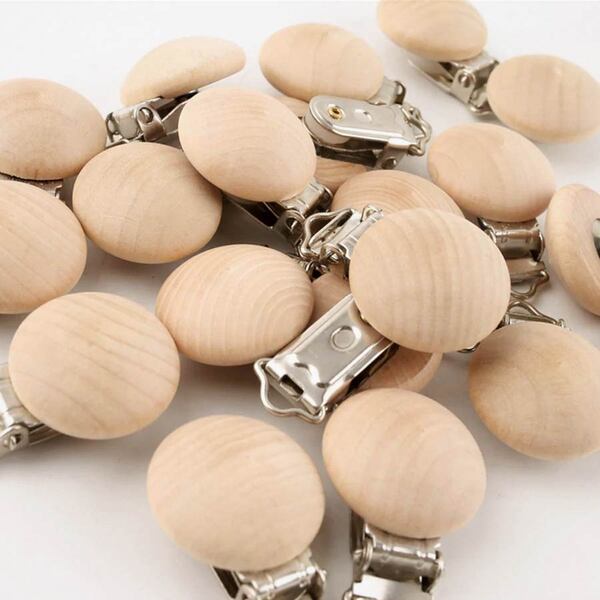 Houten speenclip 30 mm Button Naturel Houten speenclip 30 mm Button Naturel